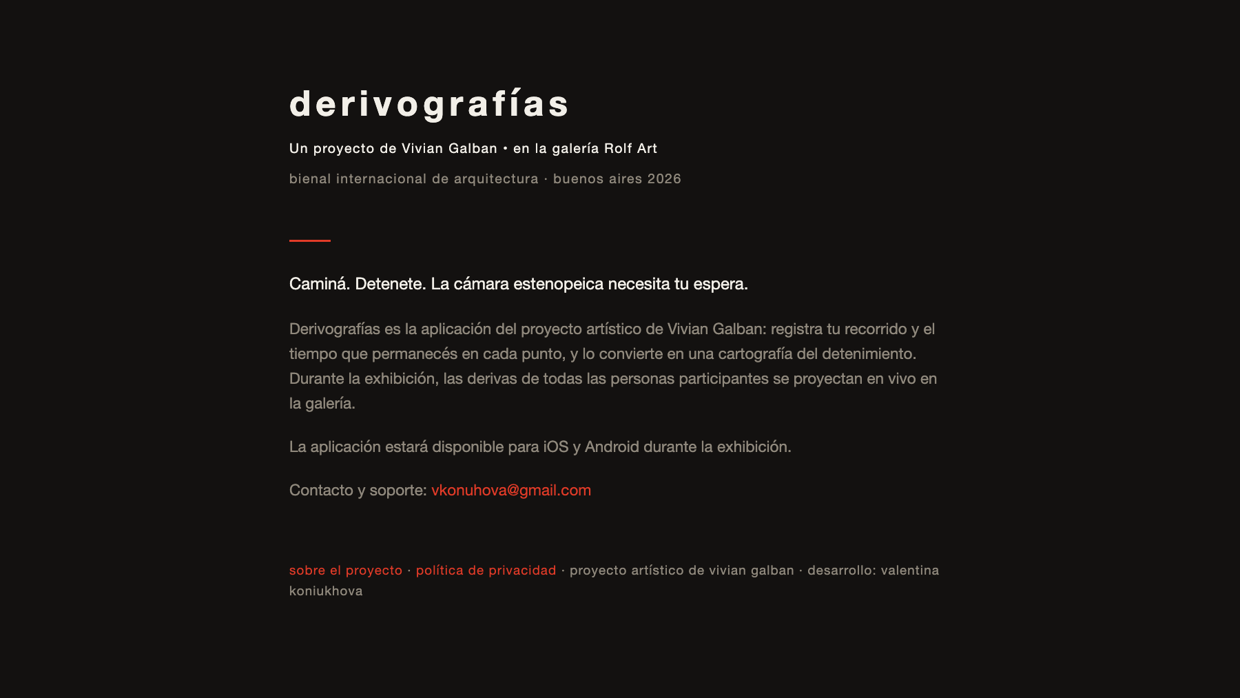 Derivografías — the app landing for Vivian Galban's art project at the Buenos Aires Architecture Biennial