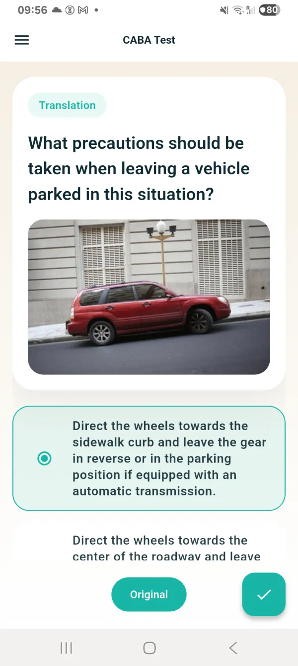 CABA-test quiz question translated to English